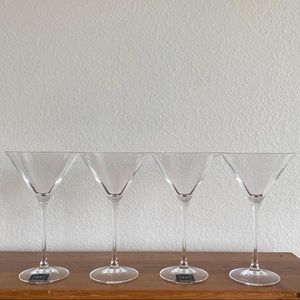Four Oenologue Mikasa Lead Crystal Martini Glasses